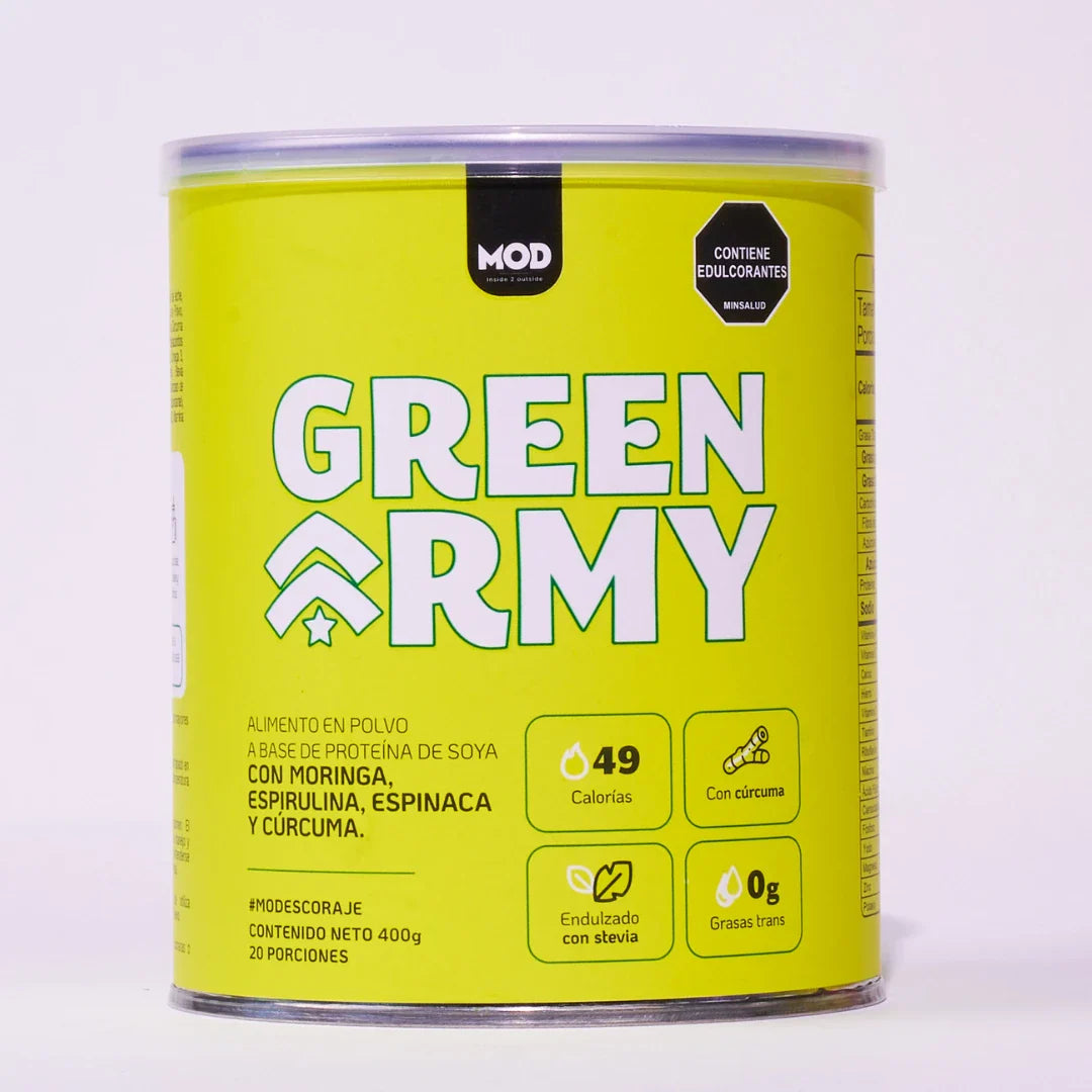Batido Verde en Polvo Green Army MOD Nutrition vista de frente numero 1