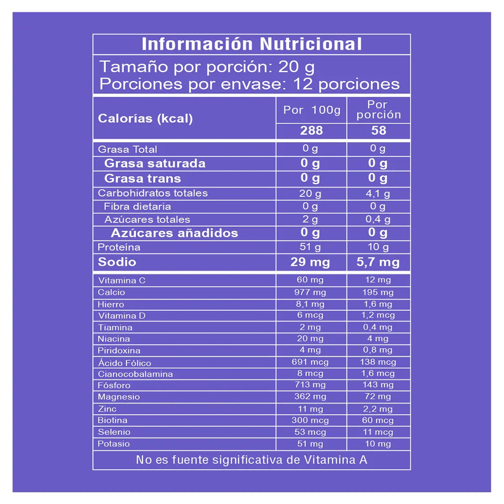 Colageno Hidrolizado Rock Body MOD Nutrition informacion nutricional numero 4