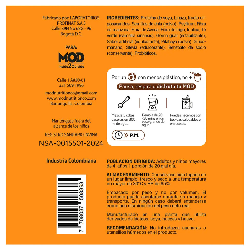 Fibra Prebiotica Fiber Gold MOD Nutrition ingredientes numero 4