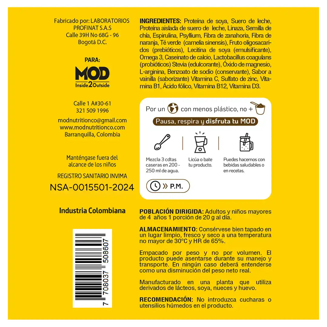 Malteada para Bajar de Peso MOD Nutrition ingredientes numero 4