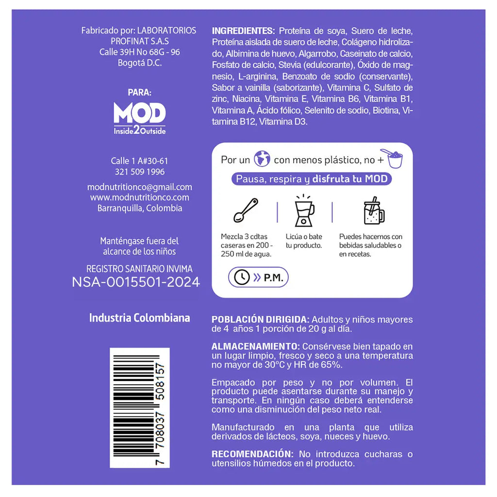 Colageno Hidrolizado Rock Body MOD Nutrition ingredientes numero 5