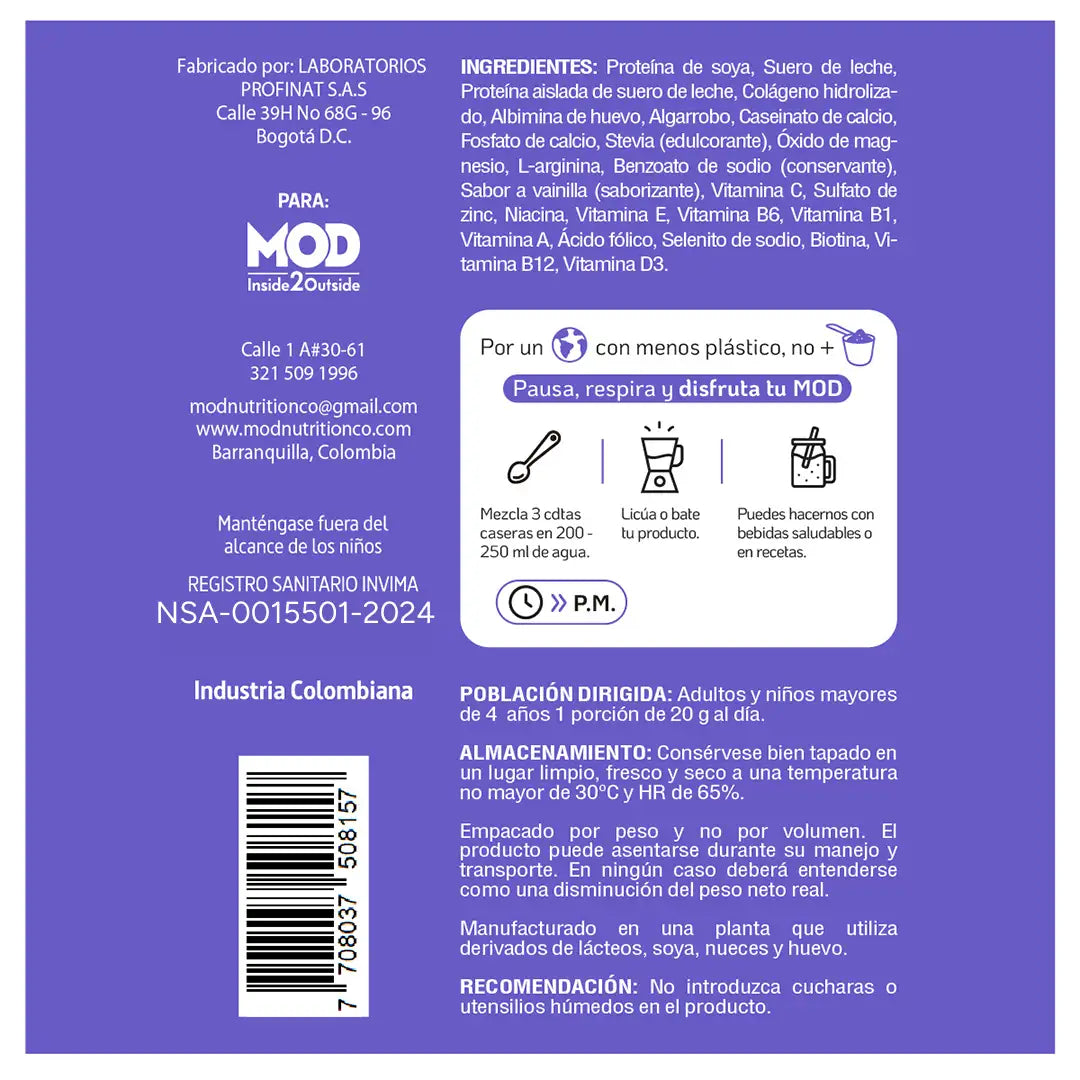 Colageno Hidrolizado Rock Body MOD Nutrition ingredientes numero 5