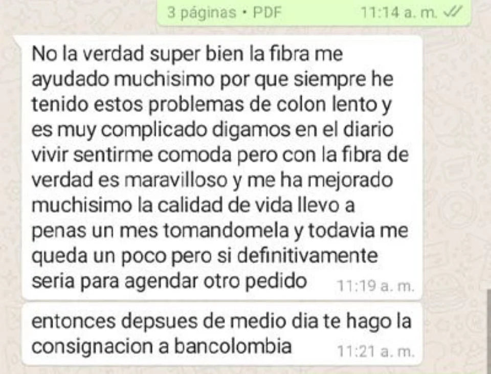 Fibra Prebiotica Fiber Gold MOD Nutrition opinion de cliente numero 6