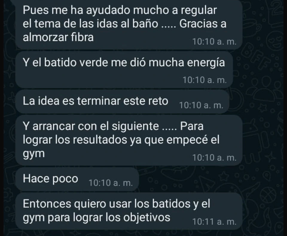 Testimonio cliente batido verde en polvo Green Army
