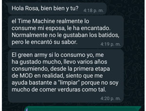 Resultado cliente batido verde en polvo MOD Nutrition