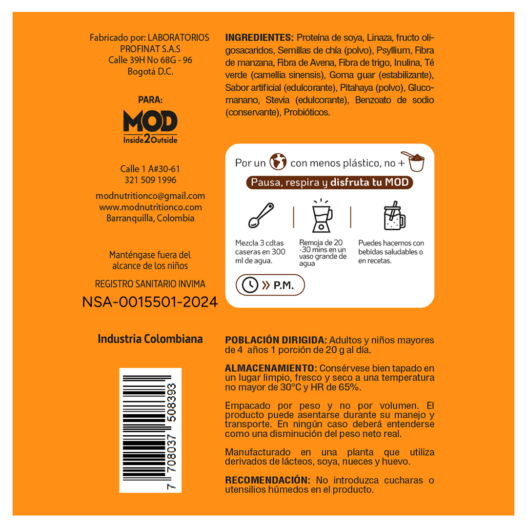 Batido de fibra con Prebióticos, Probióticos-Fiber Gold
